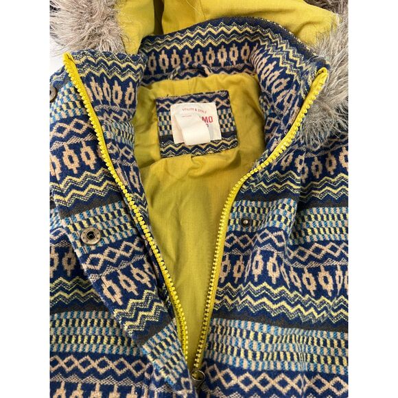 Mossimo Supply Co. Geometric Aztec Print Jacket Faux Fur Hood Women's M - Picture 4 of 11